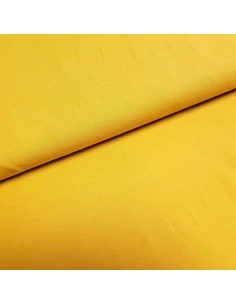Tissu, Jersey de Coton Uni, Jaune Moutarde, Laize 150 cm, Coton Stretch Bio Oeko-Tex