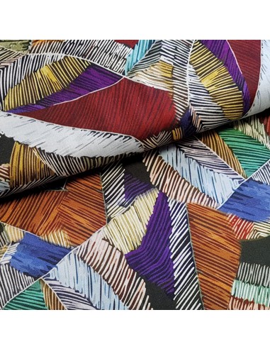 Tissu, Twill de Viscose Graphique, Multicolore, Laize 140 cm, 100% Viscose 182g/m²