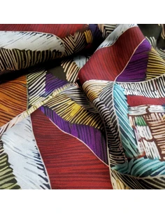 Tissu, Twill de Viscose Graphique, Multicolore, Laize 140 cm, 100% Viscose 182g/m² 2