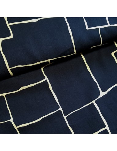 Tissu, Viscose Art Graphique, Bleu Marine, Laize 142 cm, 100% Viscose 149g/ml