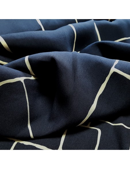 Tissu, Viscose Art Graphique, Bleu Marine, Laize 142 cm, 100% Viscose 149g/ml