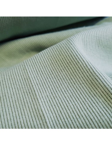 Tissu, Bord-côte tubulaire, Vert clair, Laize 27 cm, Coton/Élasthanne