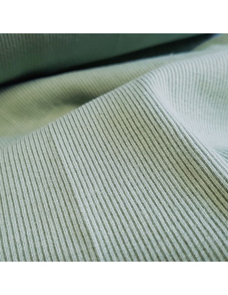 Tissu, Bord-côte tubulaire, Vert clair, Laize 27 cm, Coton/Élasthanne
