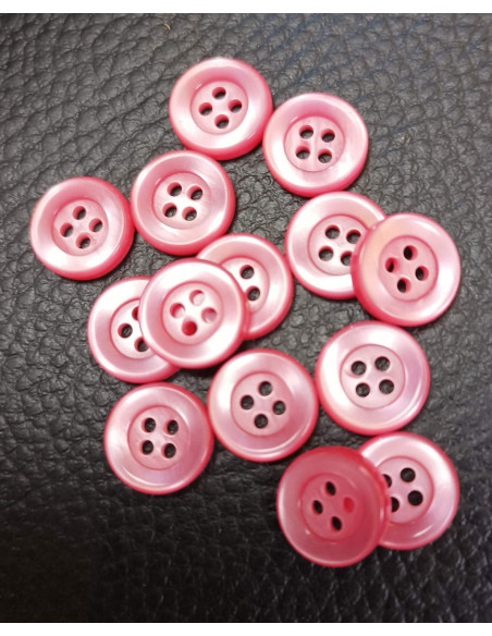 Bouton 4 trous, Ø10mm,  rose