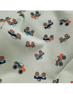 Tissu, Cretonne de Coton Monster Trucks, Vert Clair, Laize 150 cm, 100% Coton 2