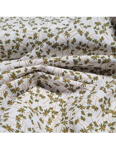 Tissu, Cretonne de Coton Petits Palmiers, Blanc, Laize 150 cm, 100% Coton 2
