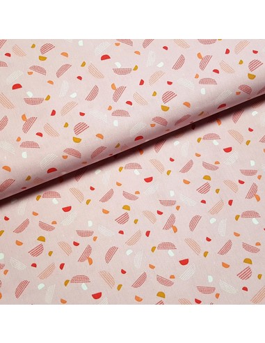 Tissu, Cretonne de Coton Demi-Lunes, Rose, Laize 150 cm, 100% Coton