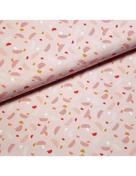 Tissu, Cretonne de Coton Demi-Lunes, Rose, Laize 150 cm, 100% Coton