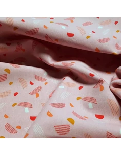 Tissu, Cretonne de Coton Demi-Lunes, Rose, Laize 150 cm, 100% Coton 2