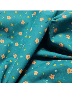 Tissu, Cretonne de Coton Fleurie, Vert Canard, Laize 150 cm, 100% Coton 2