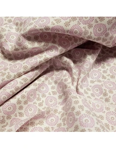 Tissu, Cretonne de Coton Coquillages, Roses et Gris, Laize 150 cm, 100% Coton 2