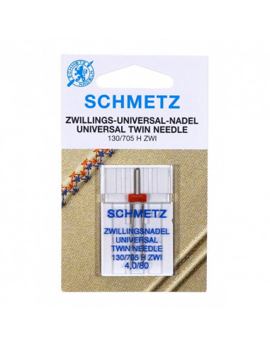 Aiguilles machine à coudre, double, universelle, écart. 4.0, 100