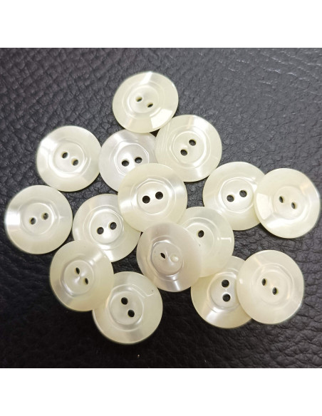 Bouton 2 trous, Ø 14mm, blanc