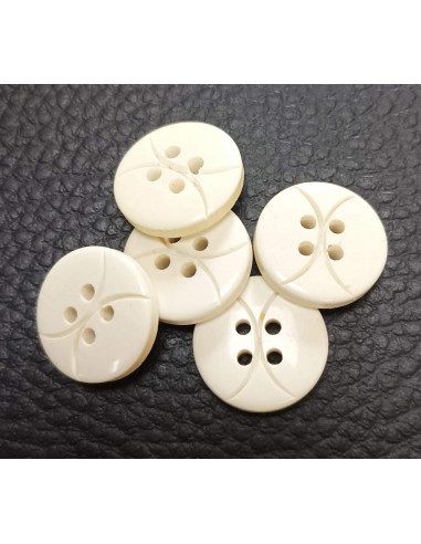Bouton 4 trous, Ø15mm, blanc
