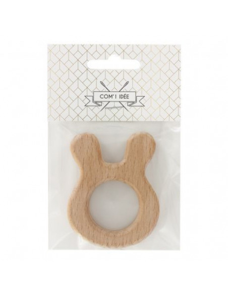 Anneau de dentition bébé en bois, lapin