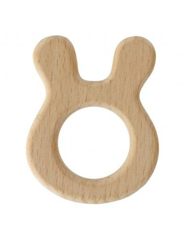 Anneau de dentition bébé en bois, lapin
