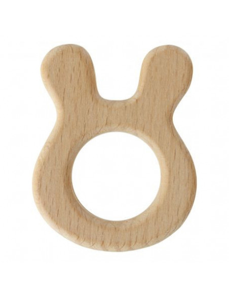 Anneau de dentition bébé en bois, lapin