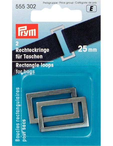 Boucles rectangulaires pour sacs, 25mm, argent vieilli