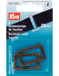 Boucles rectangulaires pour sacs, 25mm, laiton