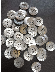 Bouton 2 trous, Ø 17mm, gris 2