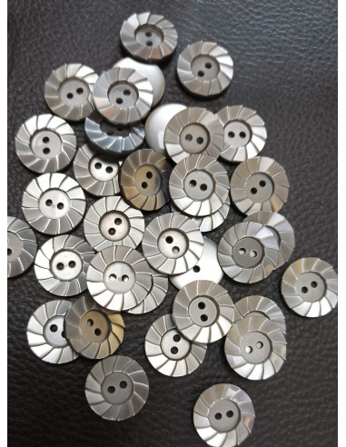 Bouton 2 trous, Ø 17mm, gris