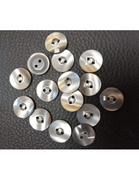 Bouton 2 trous, Ø 14mm, gris