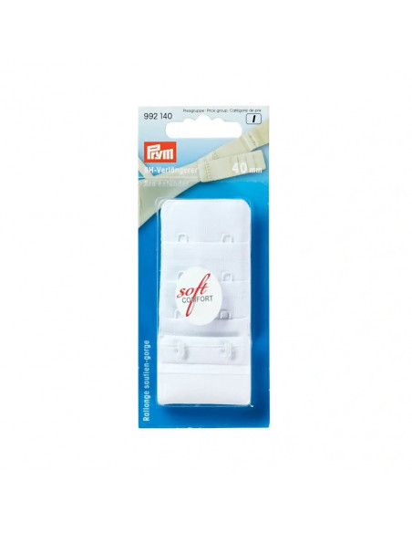 Rallonge attache de soutien-gorge, crochet 3x2, 40mm, blanc