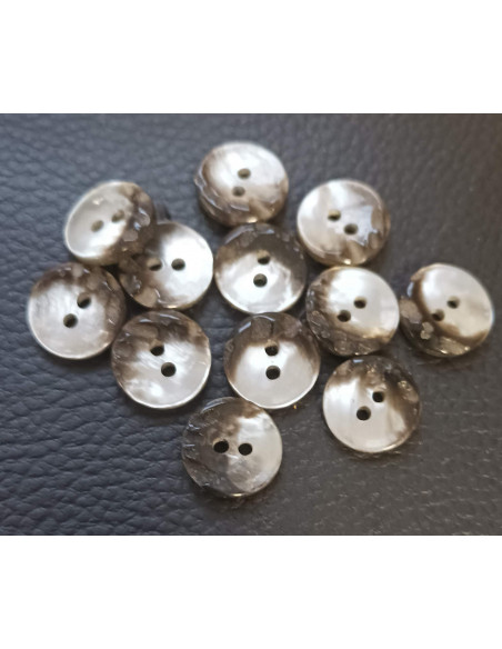 Bouton 2 trous, Ø 14mm, gris