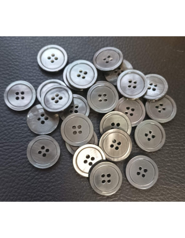 Bouton 4 trous, Ø 18mm, gris