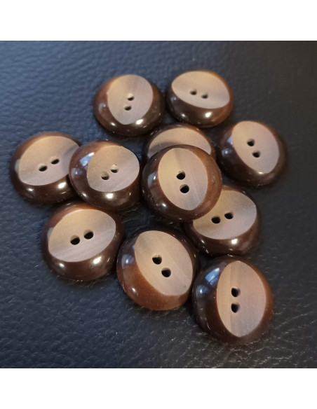 Bouton 2 trous, Ø 21mm, marron