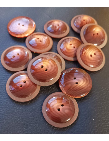 Bouton 2  trous, Ø 30 mm, marron
