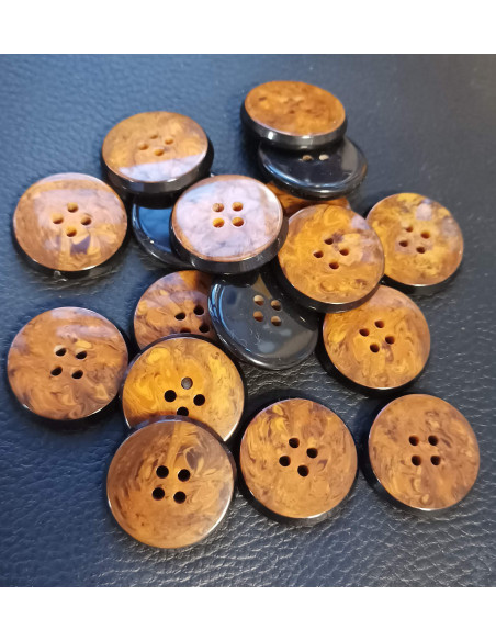 Bouton 4 trous, Ø 27mm, marron