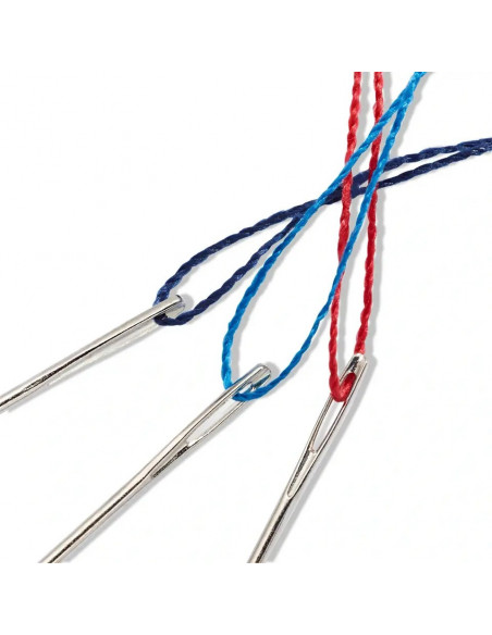 Aiguilles enfilées, 10 pièces, boîte sur carte