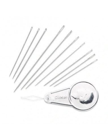 Assortiment d’aiguilles à coudre, à broder et à repriser avec enfileur, 49 aiguilles