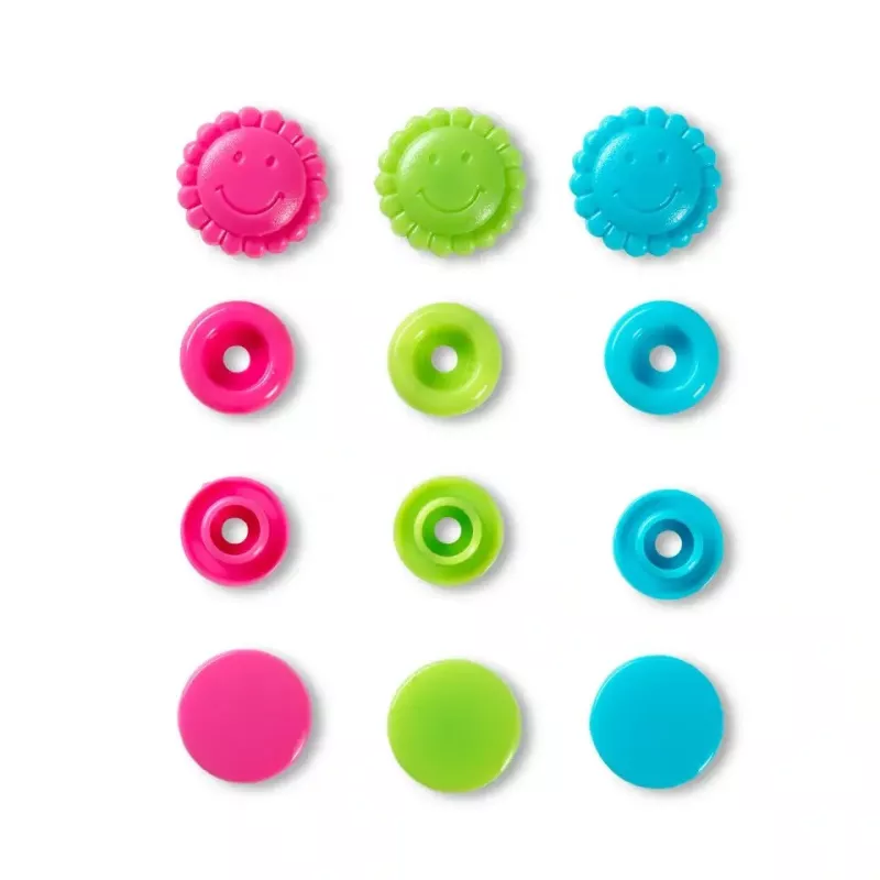 Bouton pression Color, Prym Love, fleur, 13,6mm, turquoise/vert/rose vif
