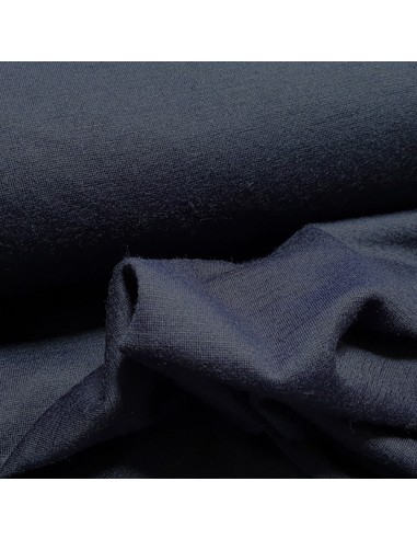 Tissu, Jersey de Coton Uni, Bleu Nuit, Laize 140 cm, Coton Stretch