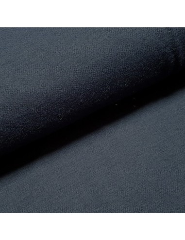 Tissu, Jersey de Coton Uni, Bleu Nuit, Laize 140 cm, Coton Stretch