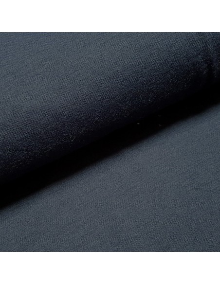 Tissu, Jersey de Coton Uni, Bleu Nuit, Laize 140 cm, Coton Stretch