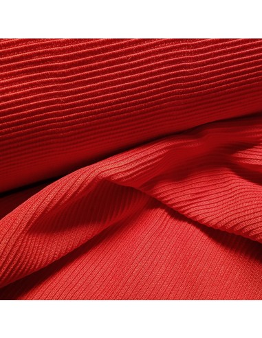 Tissu, Jersey Côtelé Uni, Rouge, Laize 160 cm, Coton Stretch