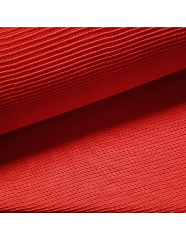 Tissu, Jersey Côtelé Uni, Rouge, Laize 160 cm, Coton Stretch