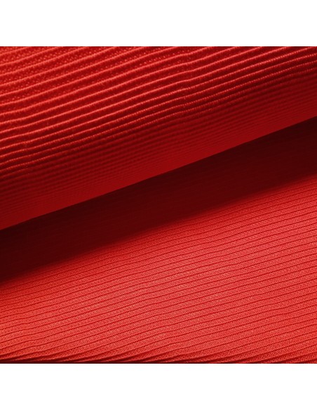 Tissu, Jersey Côtelé Uni, Rouge, Laize 160 cm, Coton Stretch