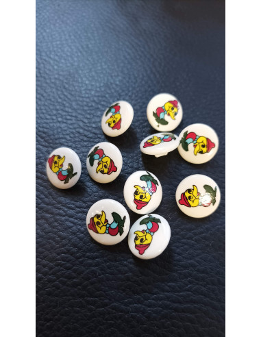 Bouton à queue, Ø 15mm, blanc