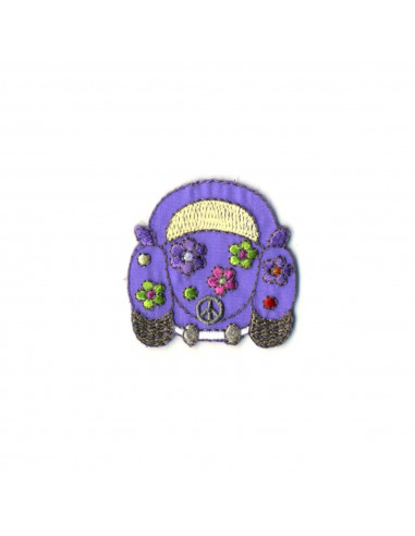 Ecusson thermocollant voiture coccinelle violette