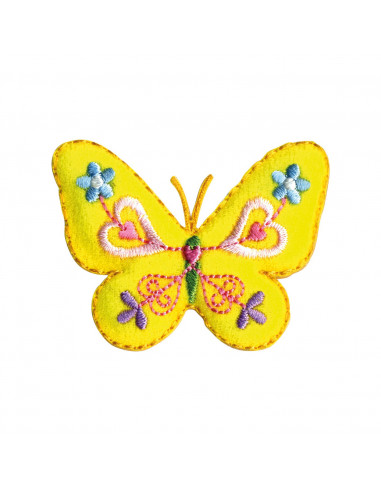 Ecusson thermocollant papillon feutrine jaune
