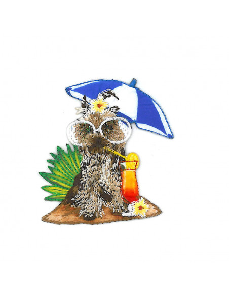 Ecusson thermocollant Chien à la plage