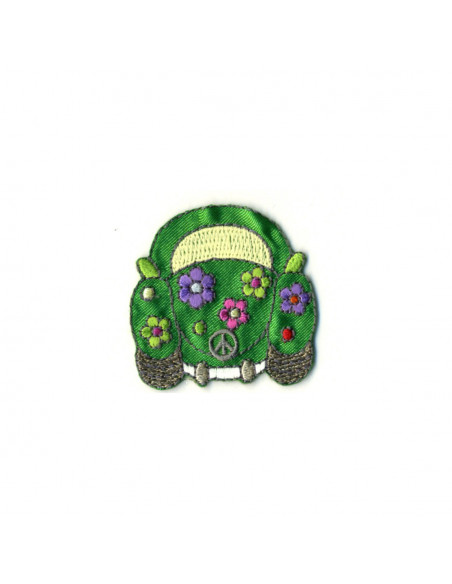 Ecusson thermocollant voiture coccinelle verte