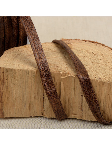 Passepoil simili cuir vieilli, 10mm, marron chocolat