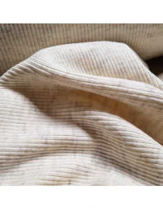 Tissu, Jersey Côtelé Tubulaire, Beige Chiné, Laize 100 cm (50 cm tubulaire), Coton Stretch Oeko-Tex 2