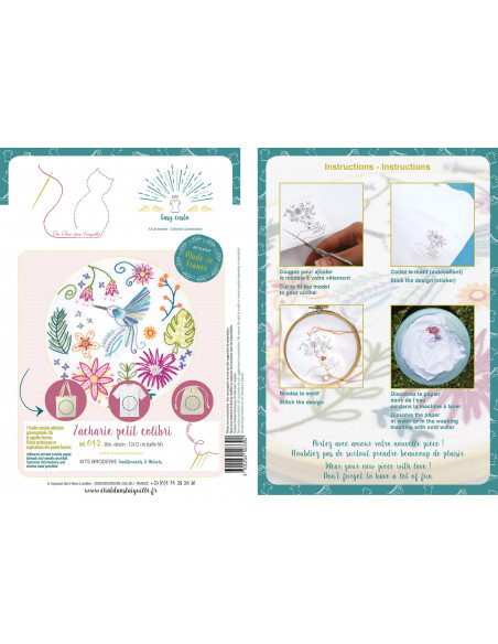 Kit broderie Easy custo, taille M, Zacharie petit colibri