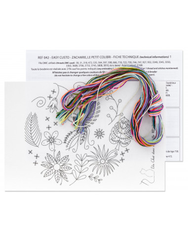 Kit broderie Easy custo, taille M, Zacharie petit colibri